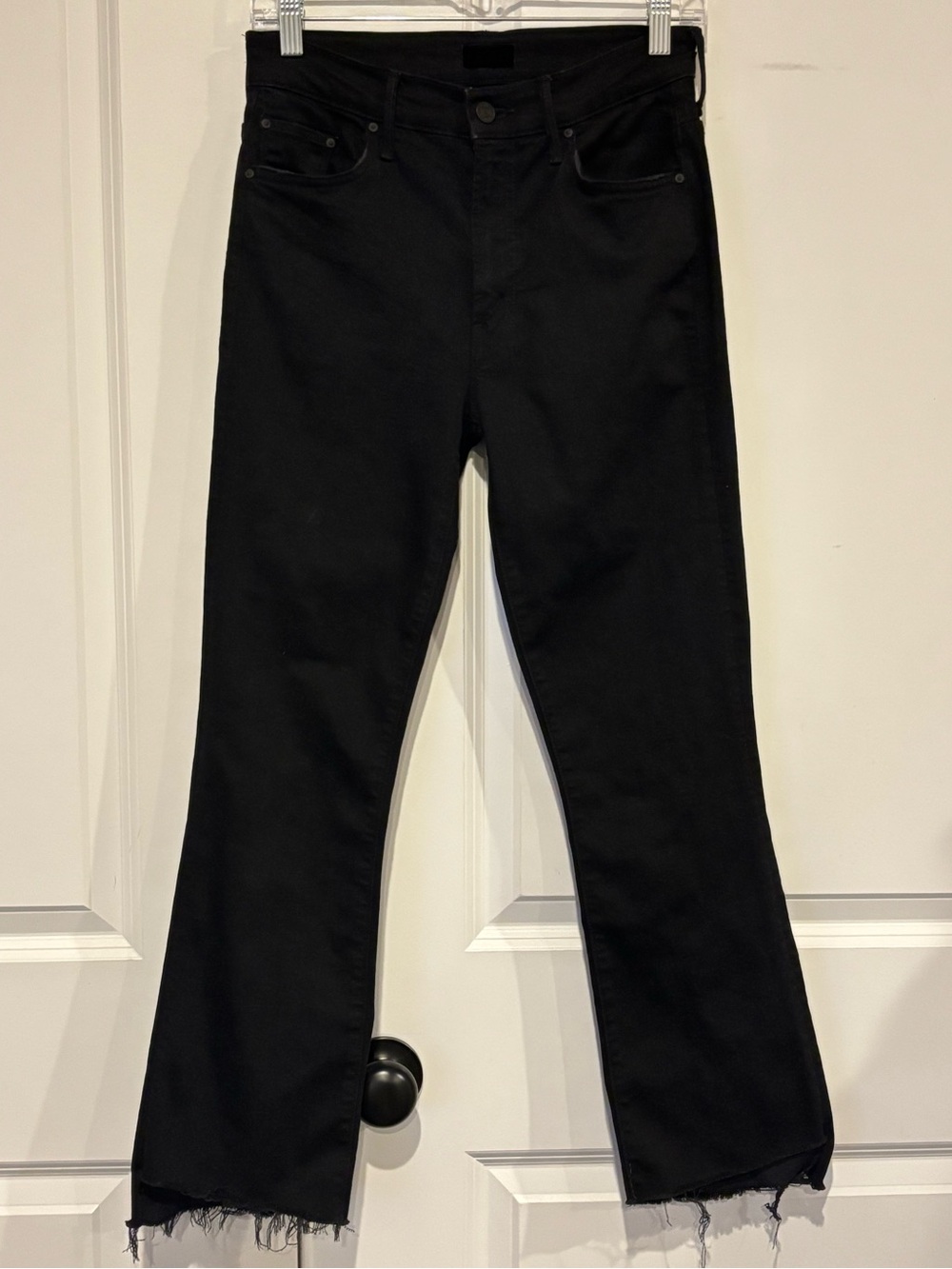 MOTHER Insider Crop Step Fray Not Guilty Black Raw Hem Jeans 26